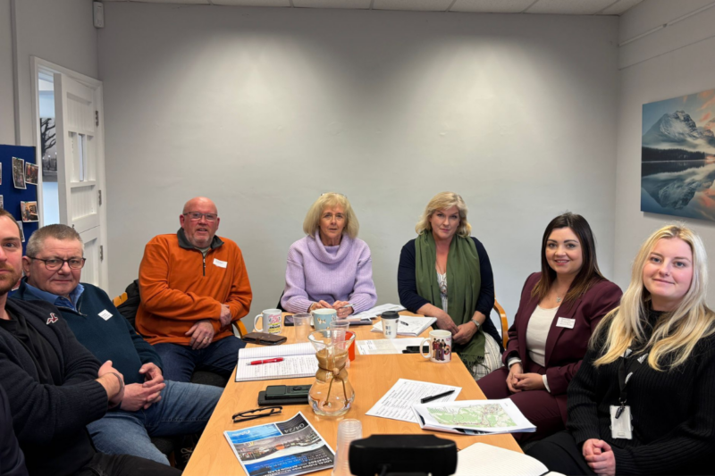 Ruth Jones MP, Rhianon Passmore MS, Cllr Carl Thomas and others at the meeting in Newbridge.